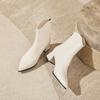 Coarse heel pointed short boots women's autumn and winter single boots 2025 new medium boots French temperament leather boots high heel thin boots