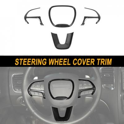 Carbon Fiber Steering Wheel Cover Trim For 2014+ Dodge Durango Challenger 15+ | Self-Adhesive | Polished | Dashboard | Plastic