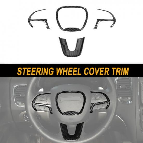 

Carbon Fiber Steering Wheel Cover Trim For 2014+ Dodge Durango Challenger 15+ | Self-Adhesive | Polished | Dashboard | Plastic