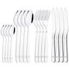 16Pcs Silver Cutlery Set Knives Fork Coffee Spoon Dinnerware Western Stainless Steel Tableware Flatware Set Silverware Kitchen Kit