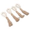 Napkin Ring Decorative Elegant Wood Beads Table Napkin Holder with Tassels for Party Wedding Home