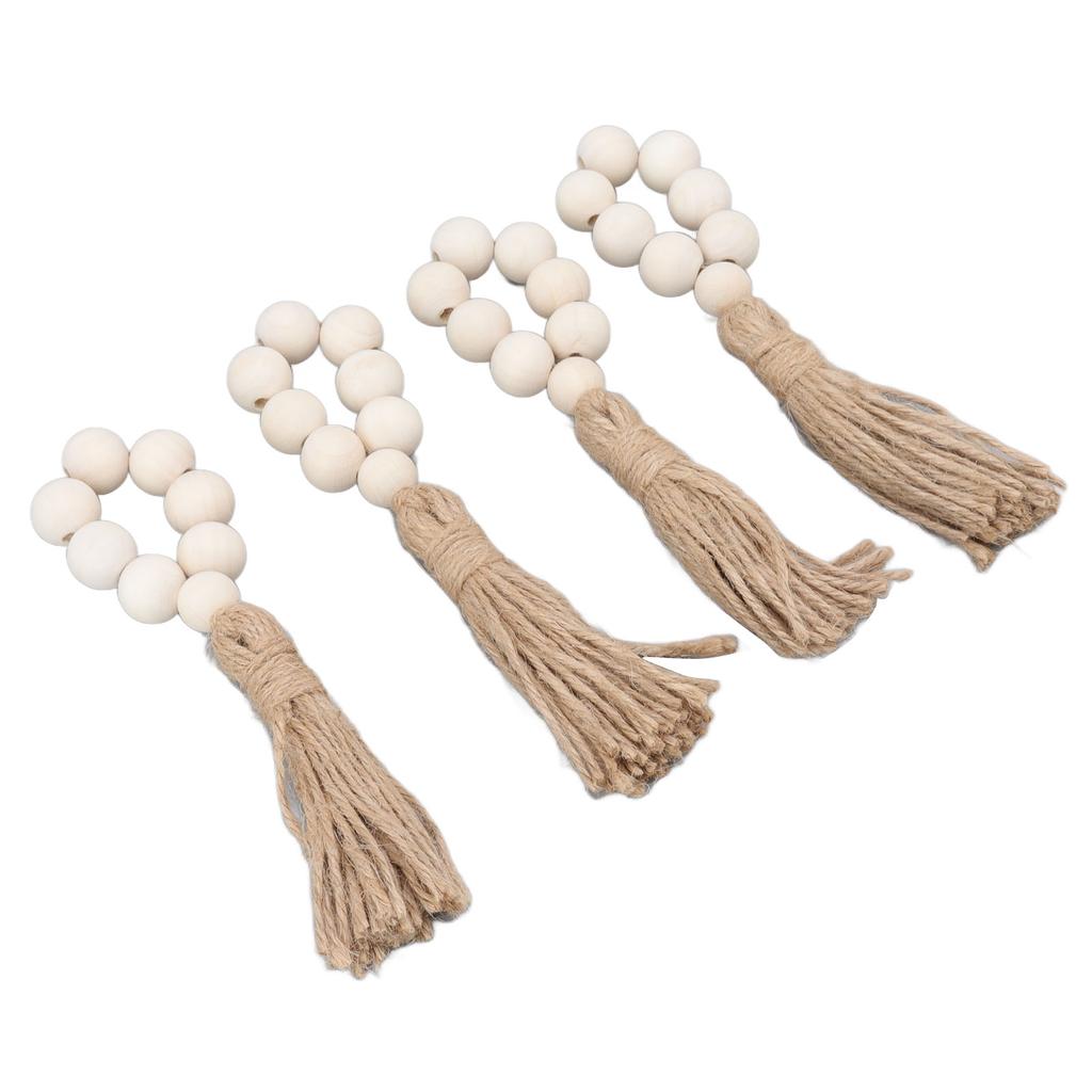 Napkin Ring Decorative Elegant Wood Beads Table Napkin Holder with Tassels for Party Wedding Home