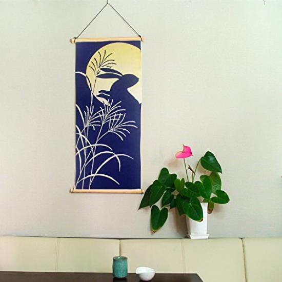 Todaya Shoten Niwazome Tenugui Hand Rabbit on the Moon 258 (Japanese Towel)