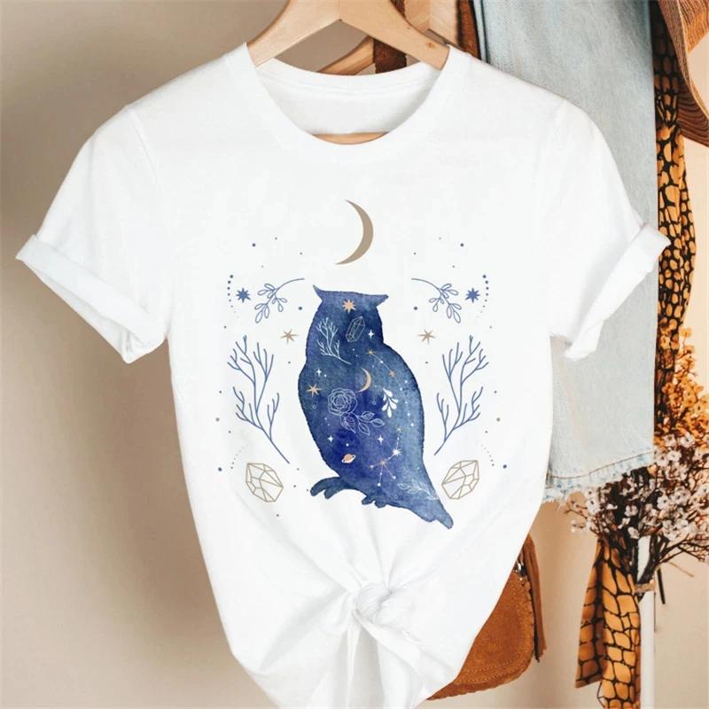 Cartoon Blue Whale Print T-shirt Retro Harajuku Short Sleeved Clothing Y2k Top T-shirt Summer Harajuku Large T-shirt