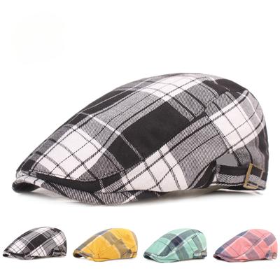 Spring Plaid Cloth Duck Tongue Cap Men and Women Retro Beret Literary Youth Forward Cap Male Hat