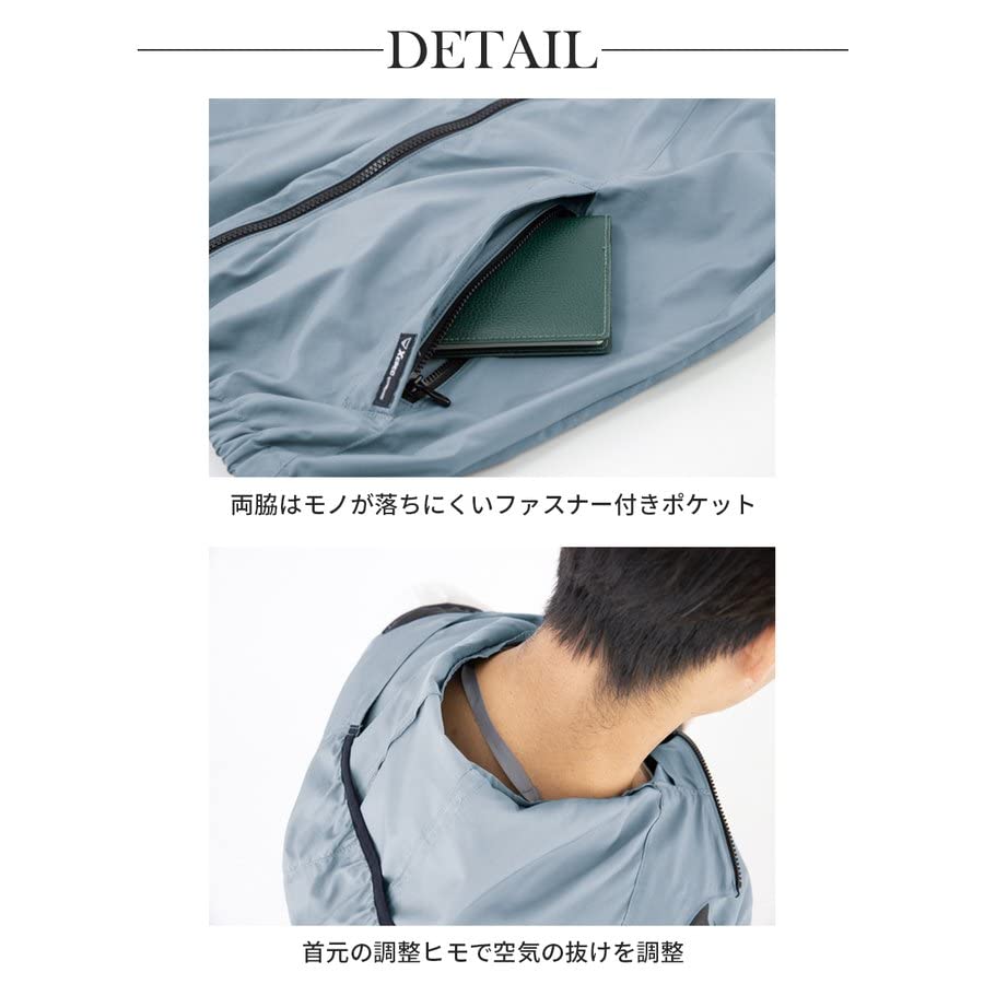 XEBEC Harness Hooded Silver Gray Heat-Shielding Short-Sleeve Air-Conditioned Jacket, XE98105-22-4L,
