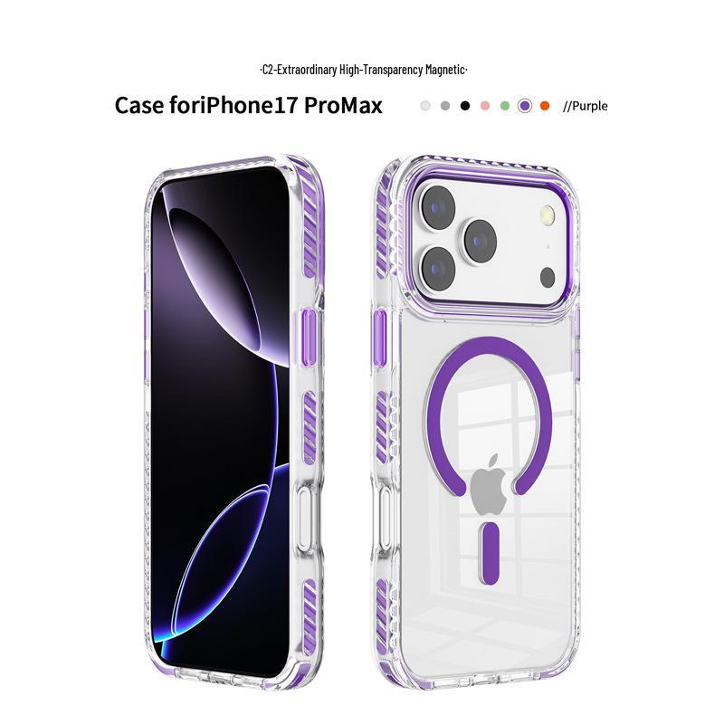 Apple 16 Plus iPhone 17 Pro Max Transparent Drop-Proof Magnetic Phone Case
