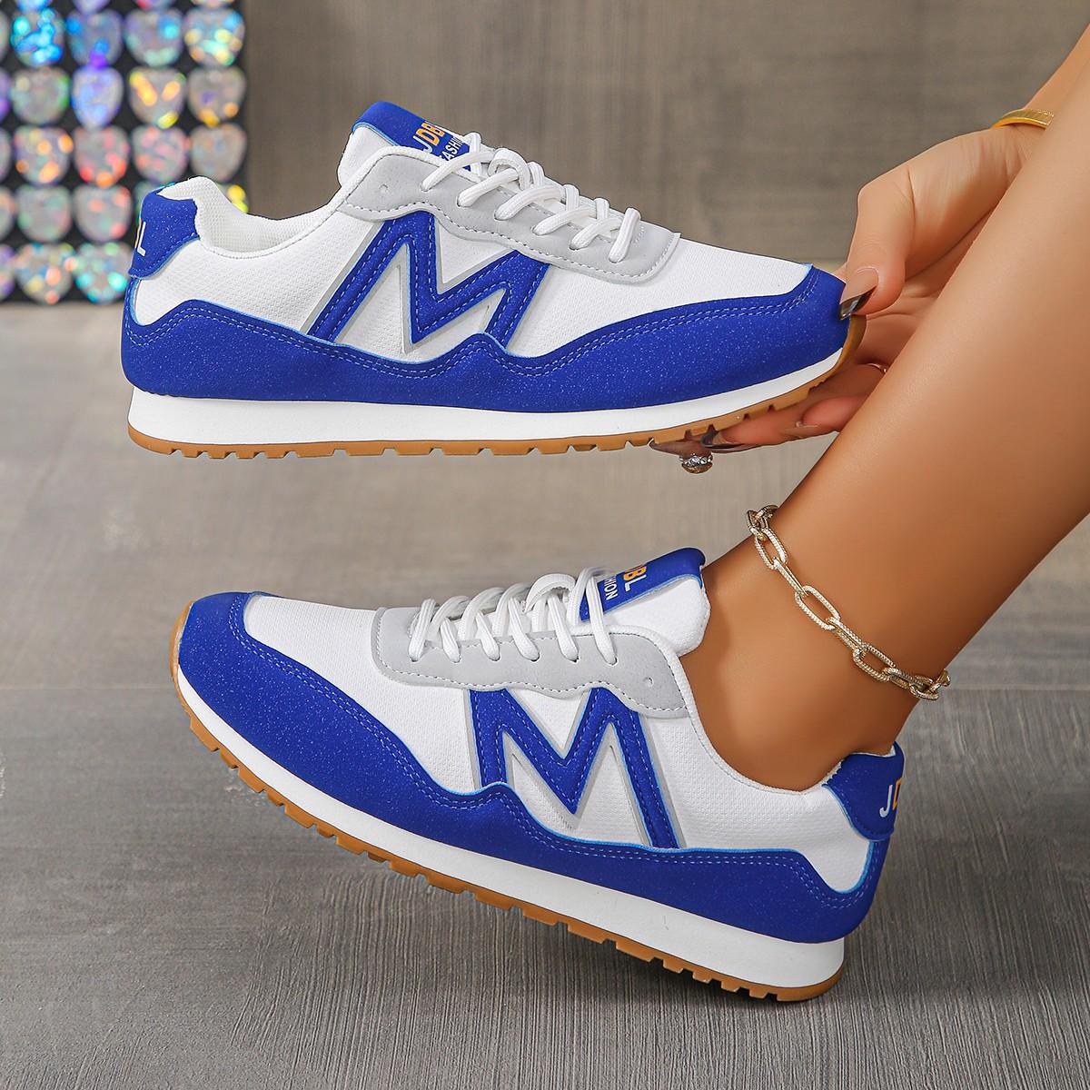 

2025 spring and autumn new large size fashion trend versatile outdoor lace-up casual single shoes women s cross 43 синий