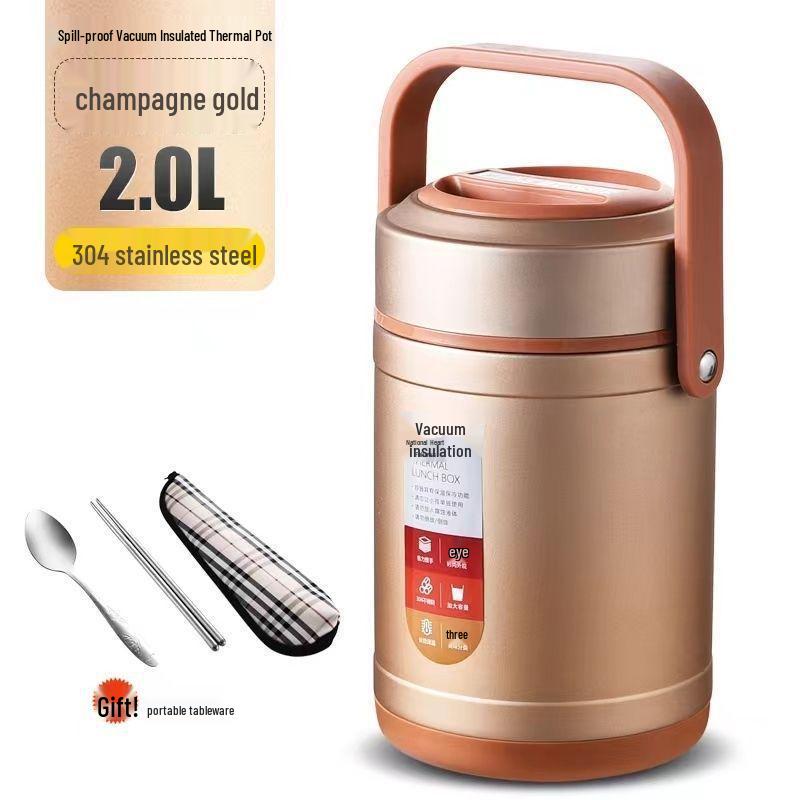 304 Stainless Steel Three-Layer Insulated Lunch Box for Students and Office Workers