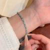 Elegant Silver Sea Blue Zircon Beaded Bracelet for Women - 2026 Niche Design Hand Jewelry
