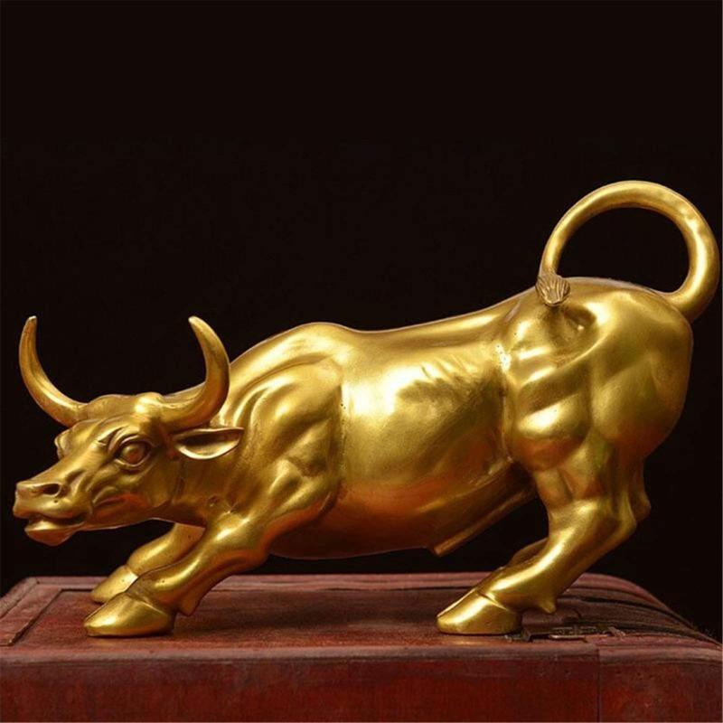 Skinds Wall Street Bull Statue, Wall Street Bull Art Decor Ox Figure Statues Represents Good Luck of Career and Wealth