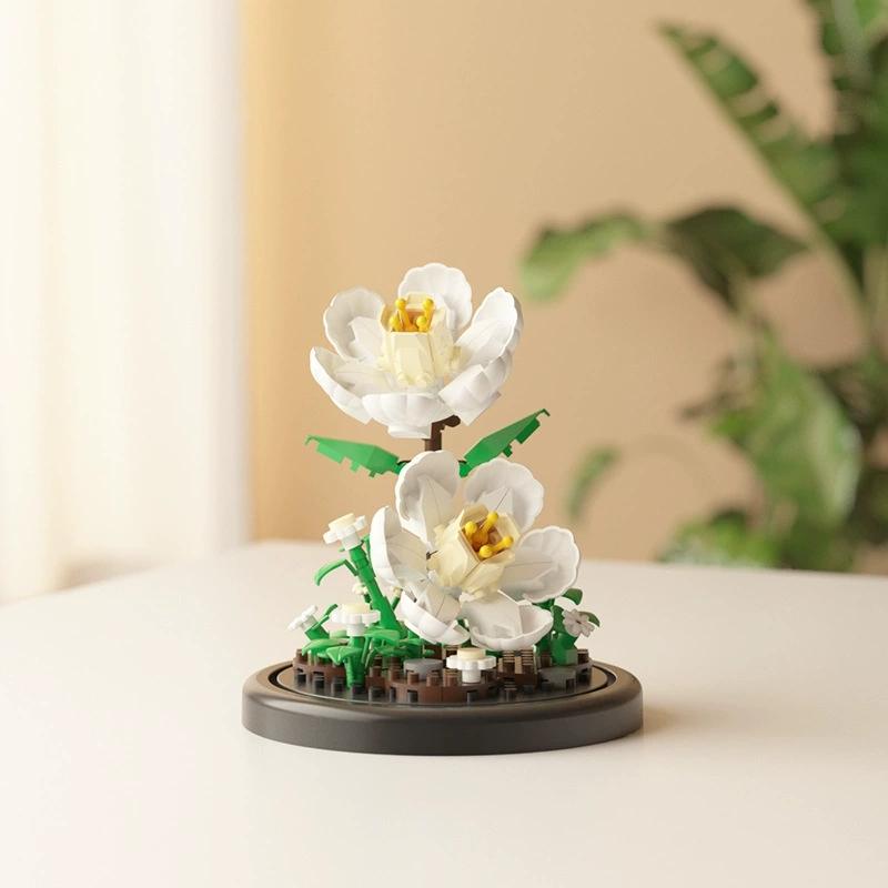 DIY MOC Flower Arrangement Dust Cover Tulip Rose Sunflower Plants Succulents Gardens Building Blocks Model Kids Sets Kits Toys