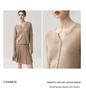 Women's Solid Color Cashmere Cardigan - Round V-Neck, Single-Breasted Wool Sweater for Autumn/Winter.