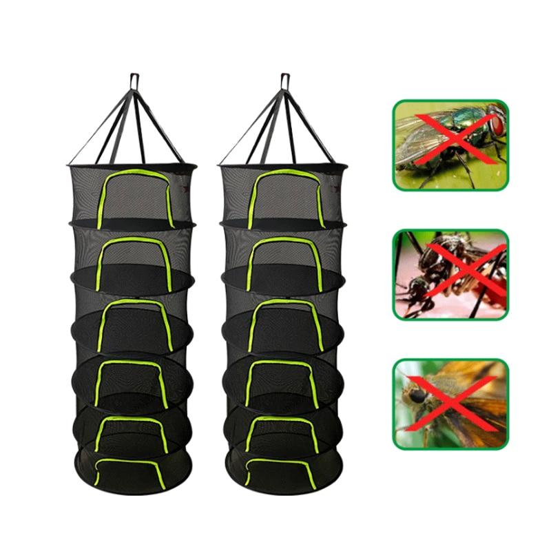 Layers Drying Net for Herbs Hanging Basket Folding Dry Rack Herb Drying Net Dryer Bag Mesh for Flowers Buds Plants Organizer