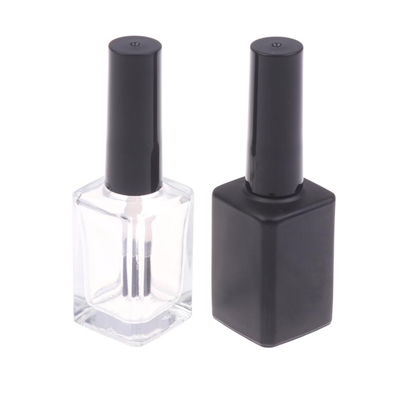 15ml Empty Glass Nail Gel Bottle Refillable Nail Polish Container with Brush for DIY Blending & Storage