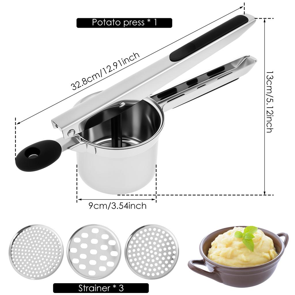 Potato Ricer Stainless Steel Potato Masher and Ricer for Mashed Potatoes Manual Potato Press Kitchen Gadget for Mashed Potatoes
