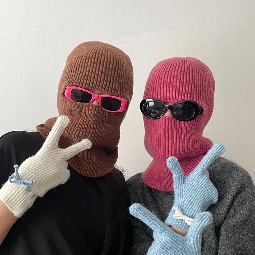 

Утолщенная лыжная маска, шапка, теплая шапка-бини, модная вязаная шапка на все лицо, зимняя