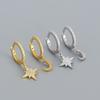 Asymmetrical Star Moon Earrings Women Sterling Studs Fashion Trendy Ear Cuffs