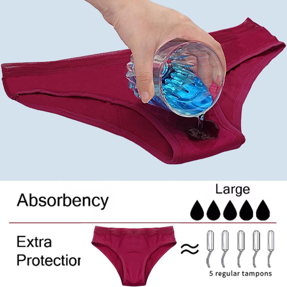Low Waist Lace Leak-Proof Menstrual Underwear for Women - Four Layers, Front & Back Protection
