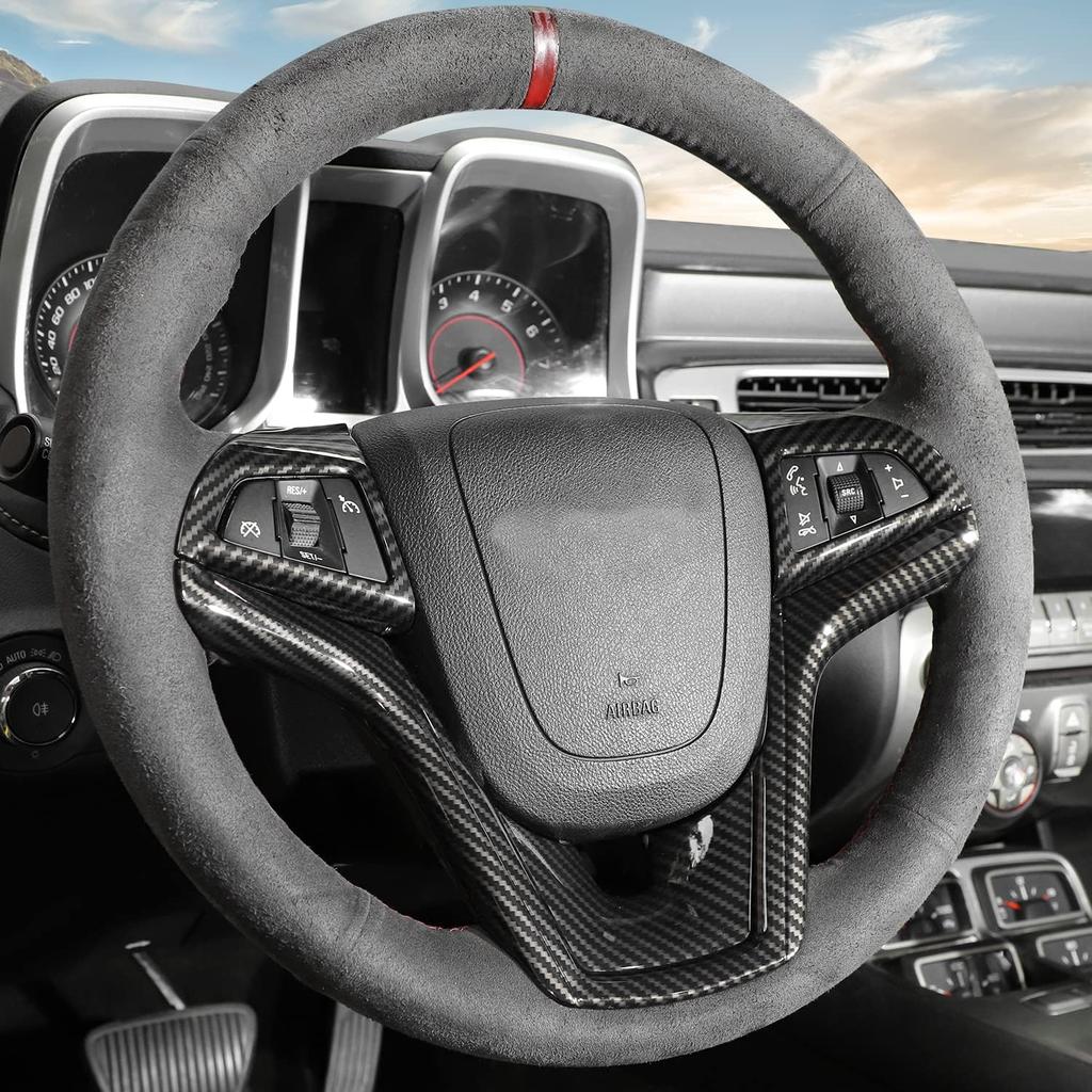 RT-TCZ Lenkrad-Zierblenden-Dekorationsring-Kit Innenraumzubehör für 2012 2013 2014 2015 Chevrolet Camaro, 3 Stück (Kohlefaserstruktur)