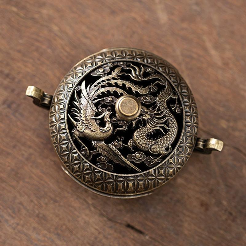 Antique Incense Burner Buddhist Hollow Incenses Holder With Cover Chinese Ancient Mini Censer Ornaments Home Office Decoration