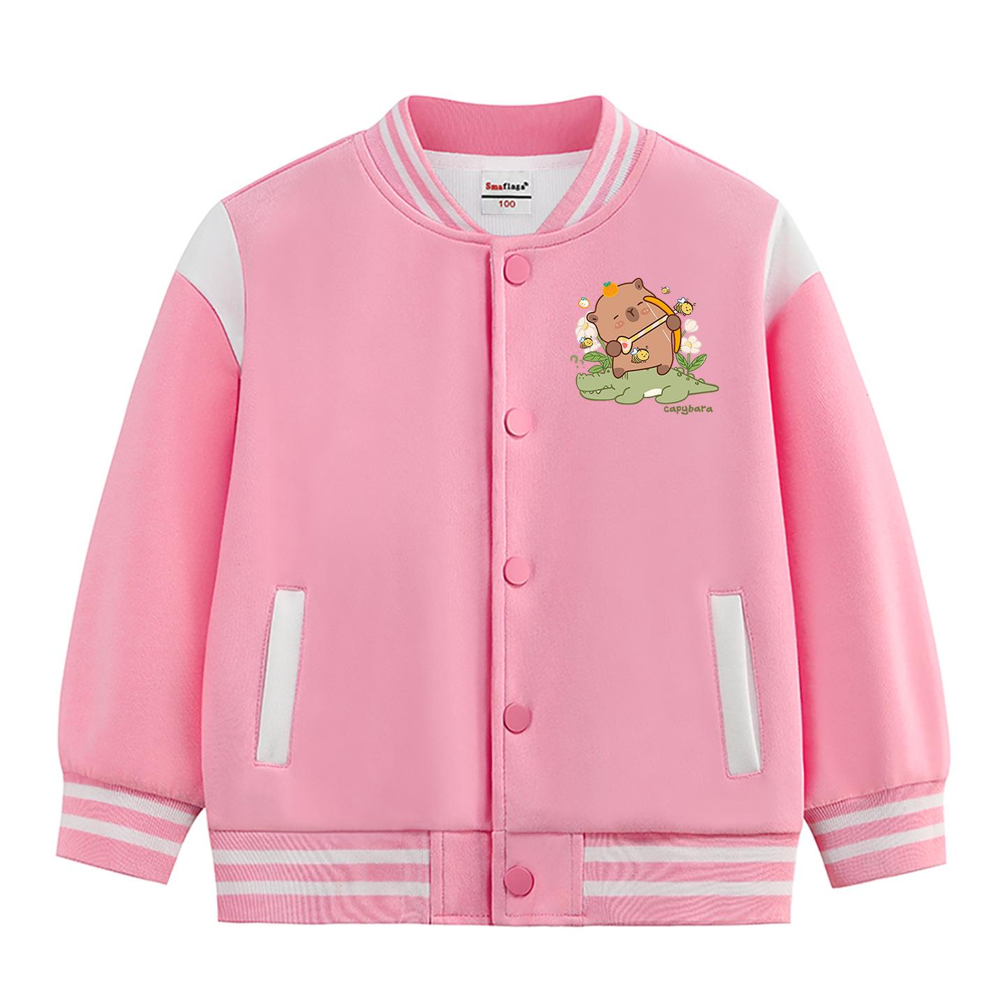 

Capybara Kids Fleece-Lined Baseball Jacket - Boys & Girls Autumn/Winter Style, Medium & Large Sizes 100cm (Height: 90-100cm)