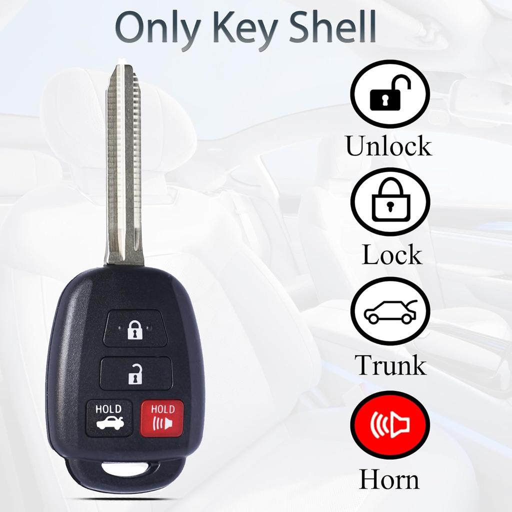 Key Fob Shell Case Replacement Fits For Toyota Camry Corolla RAV4 Highlander Tacoma Yaris Scion 2012 2013 2014 2015 2016 2017 2018  Keyless Entry