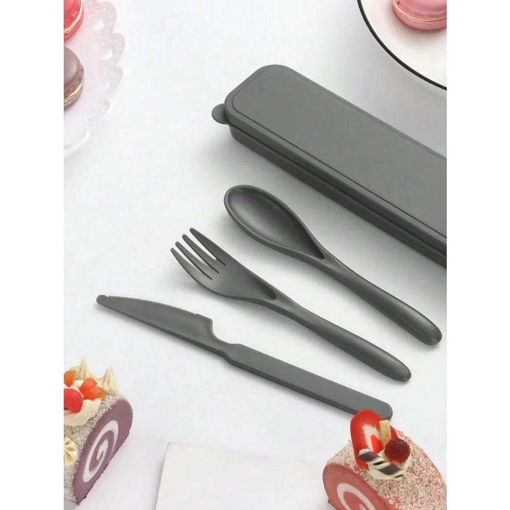 1pcs Plastic knife, fork and spoon cutlery set, reusable, portable cutlery, suitable for school, outdoor, camping, office