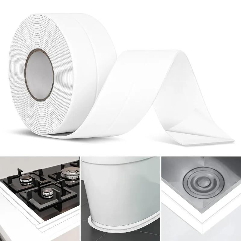 Self Adhesive PVC Sealing Strip Tape for Bathroom Bath Toilet Kitchen Caulk Tape Waterproof Wall Sticker White Mold Proof Tapes