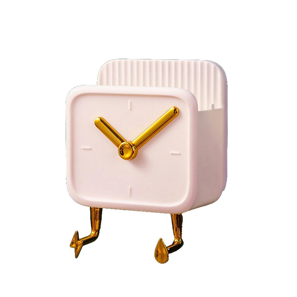 Wall Mounted Storage Box PP Clock Shaped Multifunctional Container with Hooks for Dormitory Bedside