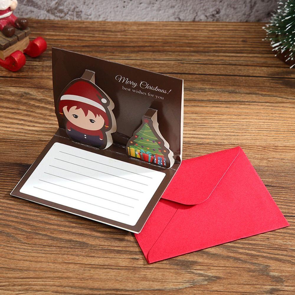 Handwriting Merry Christmas 3D Cards Christmas Tree New Year Greeting Cards  Party Accessories