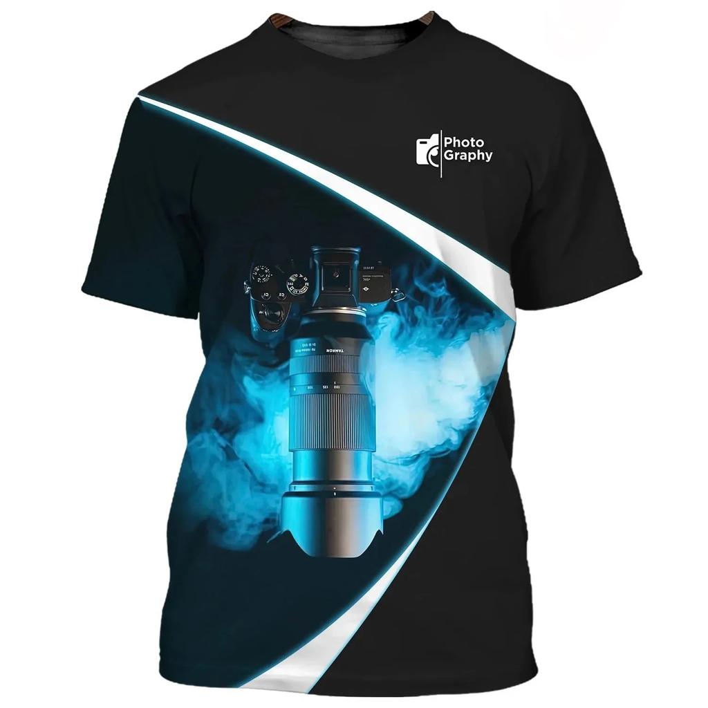 Fashion Camera Photography T-Shirts 3D Print Men's Short Sleeve T Shirt Streetwear Oversized Harajuku Y2k Tops Tees Men Clothing