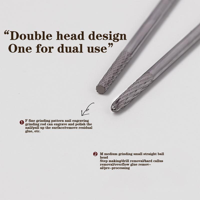Burghiu multifuncțional sub unghii, capete duble, carbură de tungsten, gel pentru îndepărtarea cuticulelor pentru unghii, pentru pregătirea unghiilor