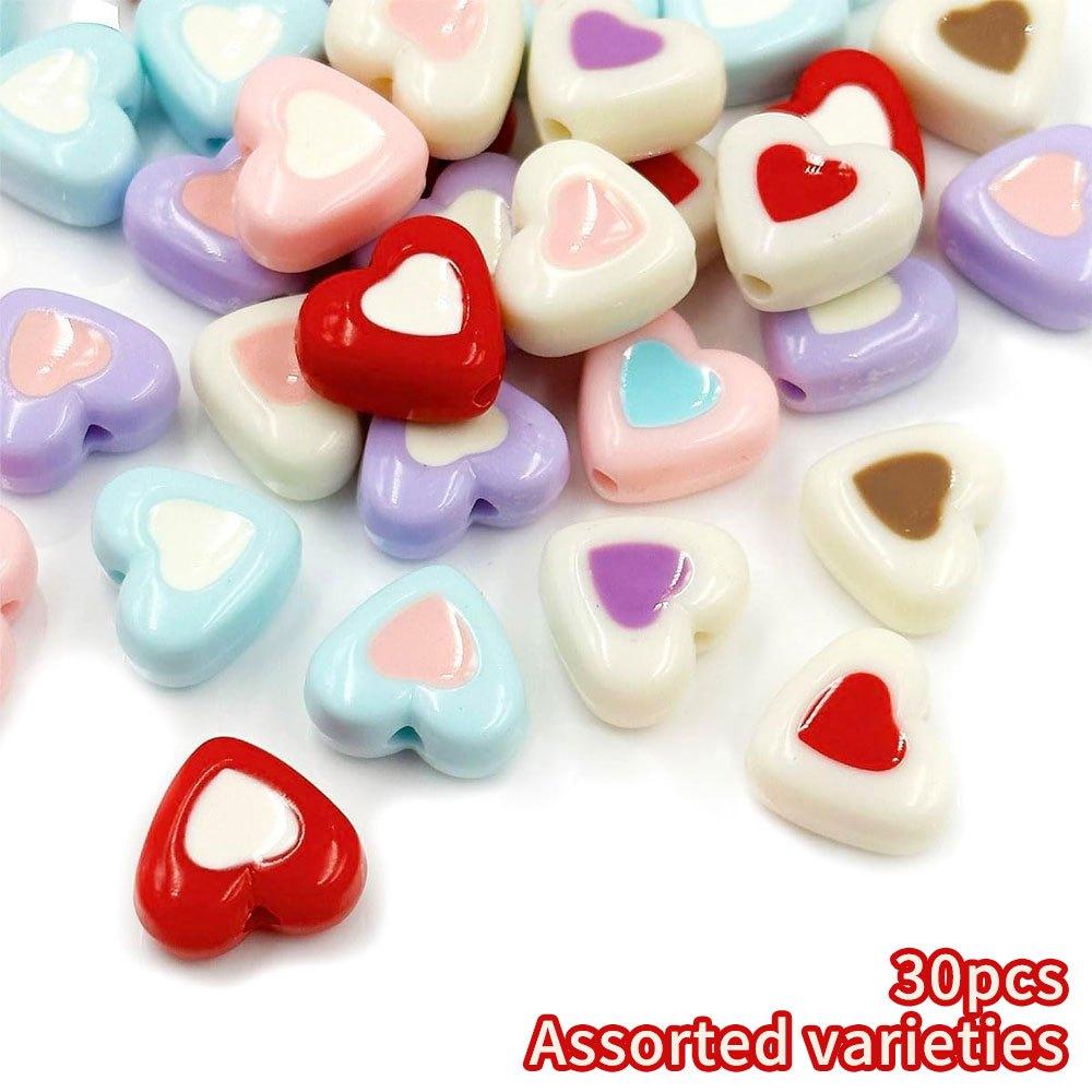 16/30/50pcs Acrylic Love Decoration Beads Fashion Interval Beads Craft Beads DIY Bracelet Necklace Earrings Keychain