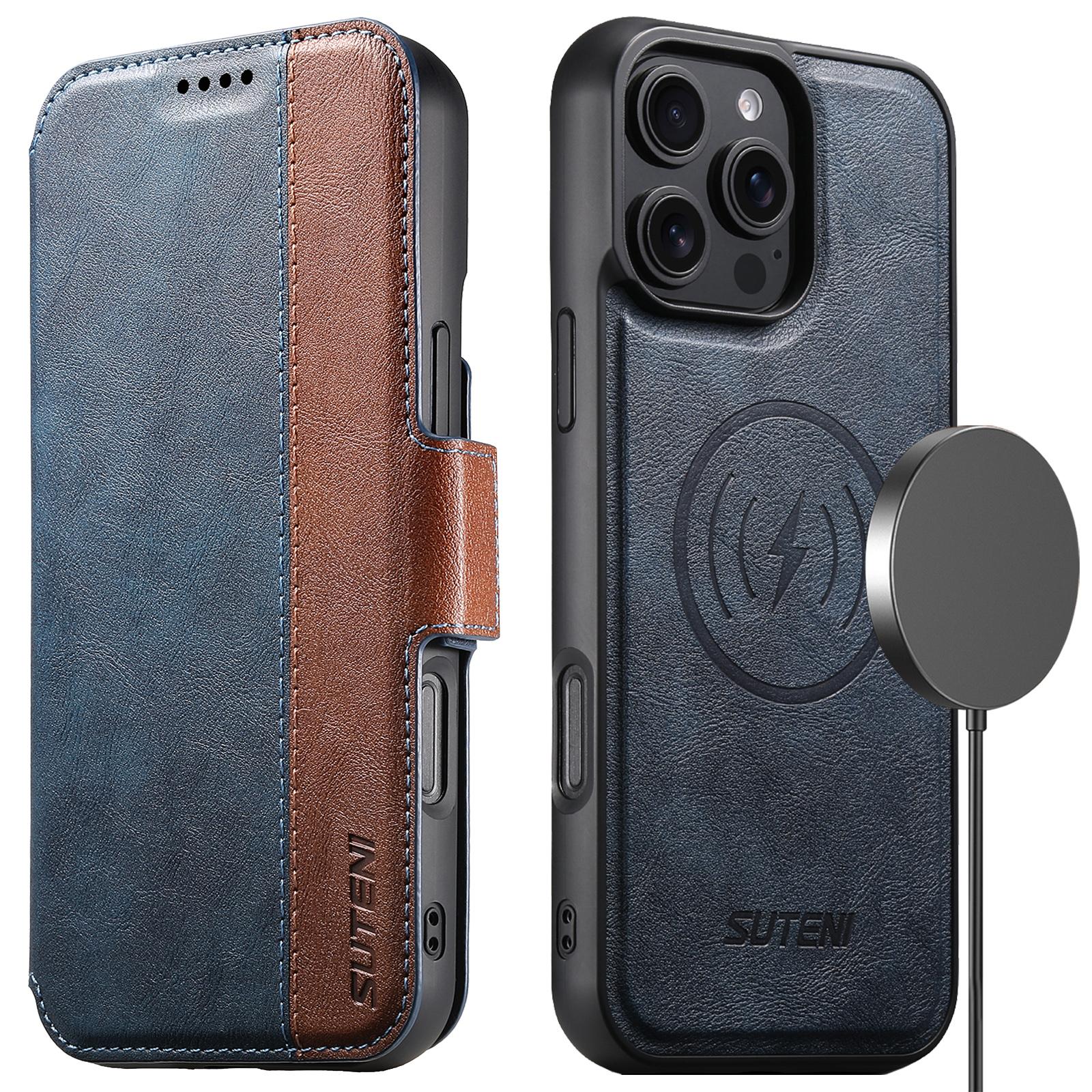 2 in 1 Detachable Magnetic Flip Case For iPhone 16 Pro Max 15 Plus 14 13 Pro 12 Wallet For Magsafe Phone Cover Cards Solt Bag iPhone 15 синий