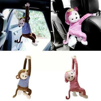 Créatif Mignon Dessin Animé Singe Maison Bureau Voiture Suspendu Serviette en Papier Boîte à Mouchoirs Housse Support Boîte à Papier Portable Animaux 3D Doux