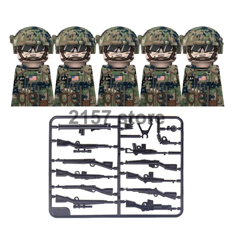 Military Soldier Figure Building Block Weapons Ranger Camouflage Vietnam War US Special Forces KSK Medical Bandit Thief Toy Gift