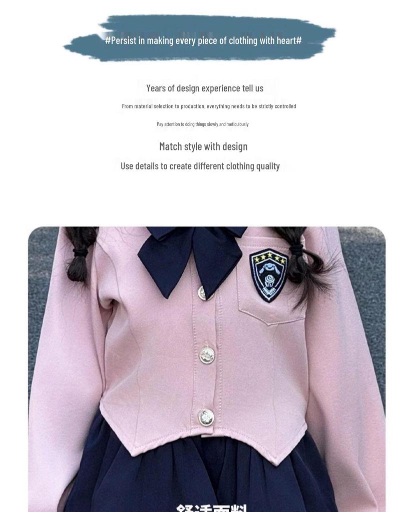 Girls' Academy Style Skirt Set - Spring/Autumn 2025, Princess Style Outfit for Middle & Large Children