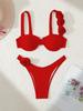 New Bikini European And American Bikini Steel Tray Solid Color Three-Dimensional Flower Split Women'S Swimsuit Swimsuit