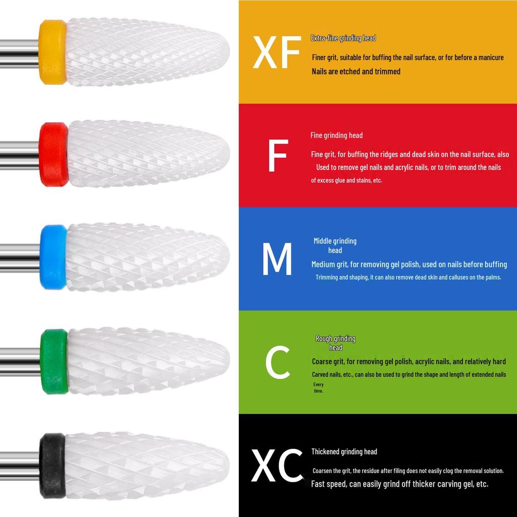 Ceramic Bullet-Shaped Nail Drill Bit for Nail and Dead Skin Removal