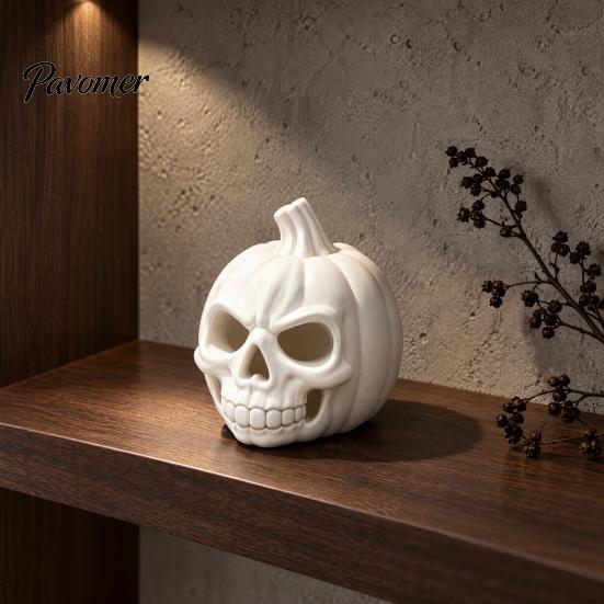 Festival Party Supplies 3D Printed Pumpkin Skull Figurine, Blank DIY Paint Halloween Spooky Desktop Ornaments Statue, Ornament for Decoration