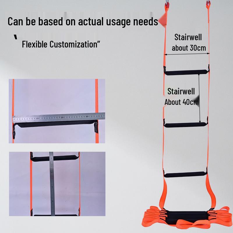 

Polyester Rope Ladder: High-Altitude Climbing, Non-Slip, Wear-Resistant, Strong Load-Bearing, for Outdoor and Household Use. 2.5m + 2 Hooks