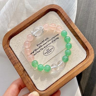 High Quality Natural Green Strawberry Crystal Powder Crystal White Crystal Design Bracelet Bracelet