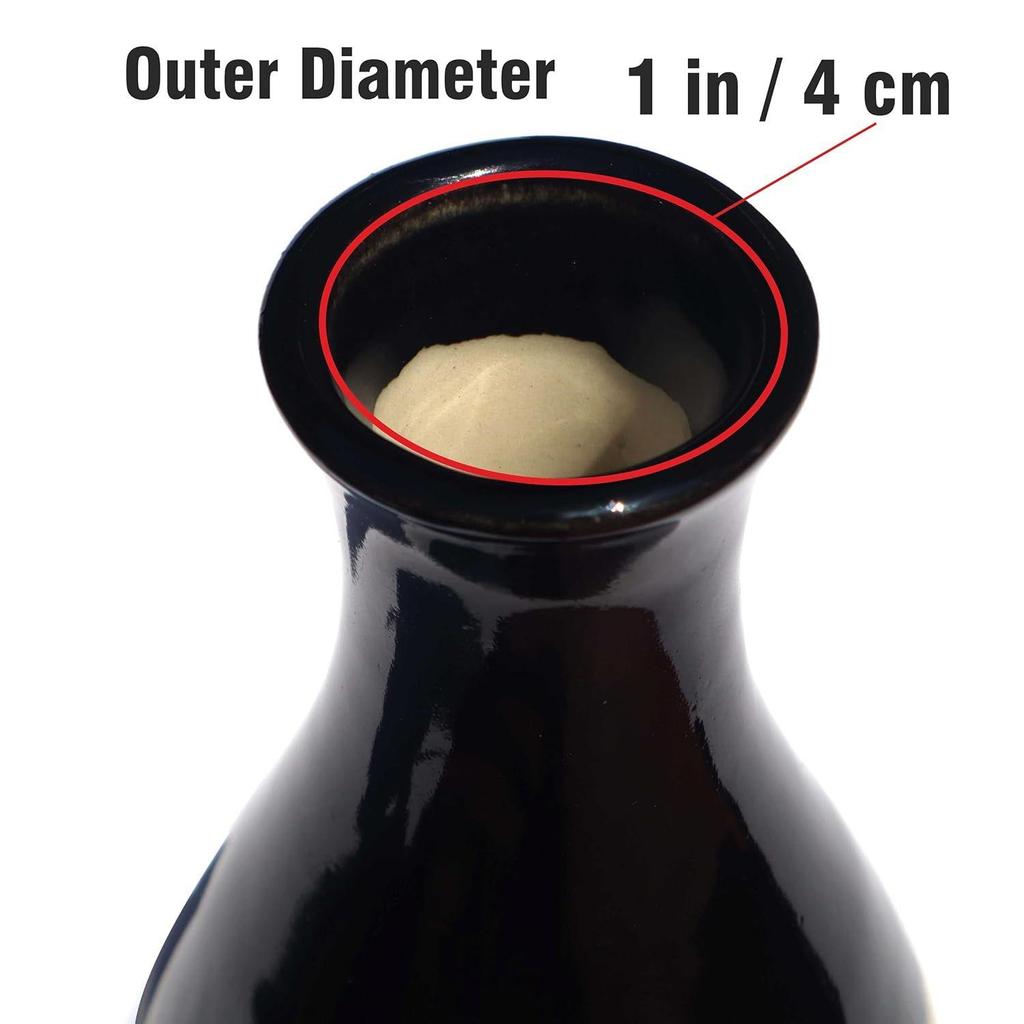 Handcrafted Black Ceramic Bottle-Shaped Flower Vase (8 Inches) for Home Décor, Living Room, Gifting, Decorative Small Vase (Flower NOT Included)