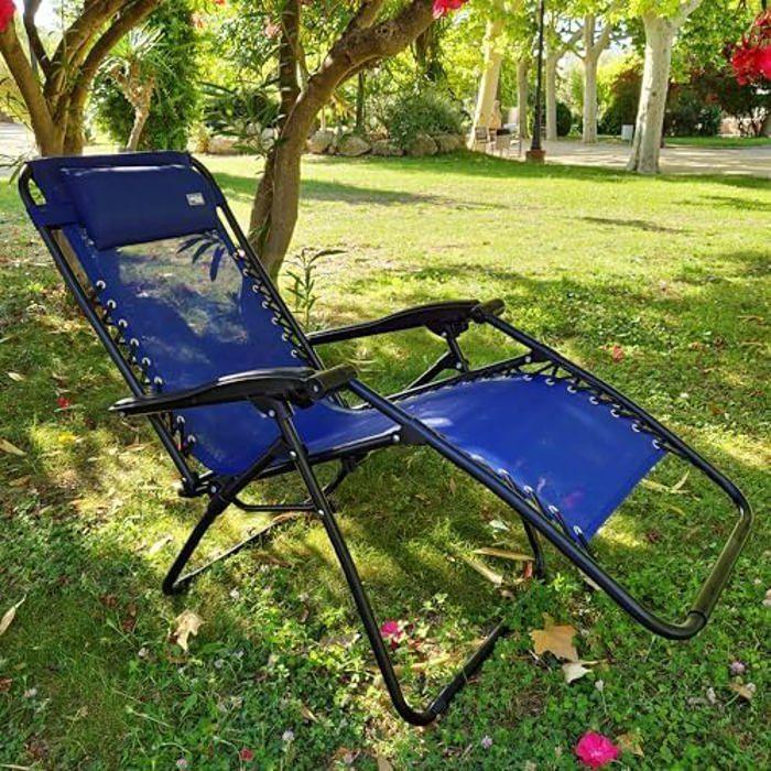 Chaise Pliante - AKTIVE - 61143 - Résistance 110 kg - Design zéro gravité - 2 positions réglables