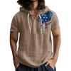 Men'S Casual Short Sleeved Hooded Top Buttoned Open Neck T-Shirt
