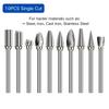 10PCS Carbide Burr Set Compatible with Dremel 1/8" Shank Die Grinder Rotary Tool Rasp Bits Wood Metal Carving Electric Grinding