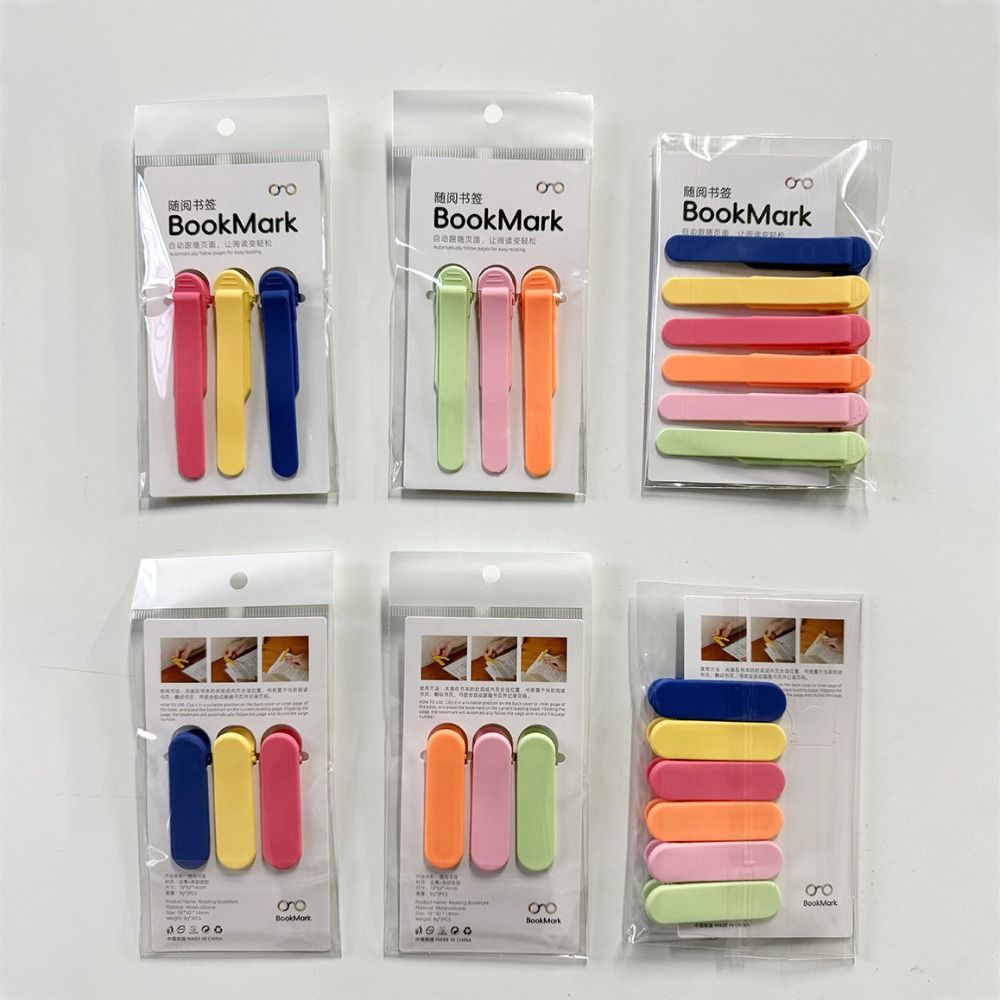 3/6pcs Simple Book Spare Parts Non-Deforming Automatic Bookmark Silicone Bookmark  Business