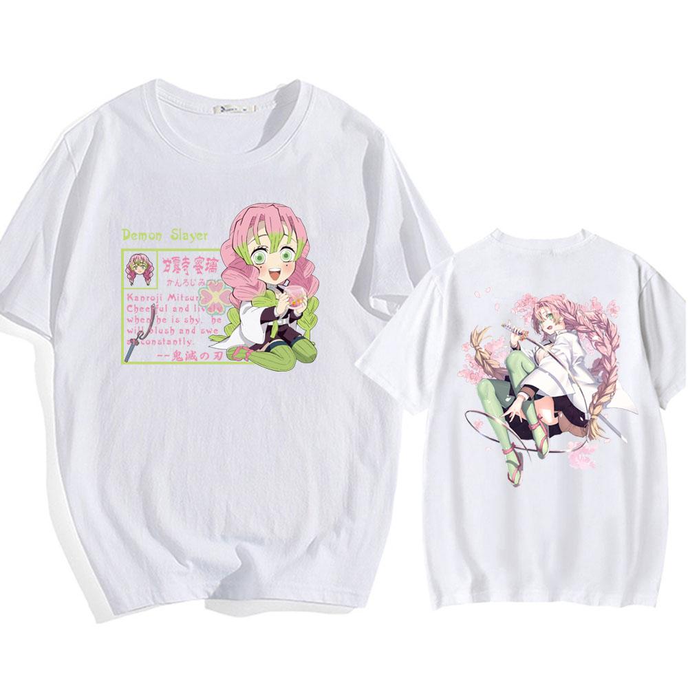 New Harajuku Anime Kanroji Mitsuri Eye Summer TShirt Harajuku Demon Slayer Print Summer Unisex Women Fashion Tops