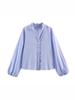 European Style 2026 Spring Stand Collar Long-Sleeve Layered Poplin Shirt